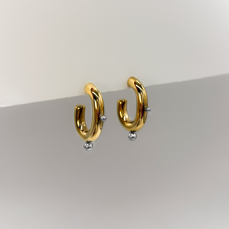 Dual-Tone C-Shape Earrings