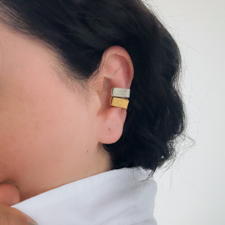 Square Chunky Gold Ear Cuff