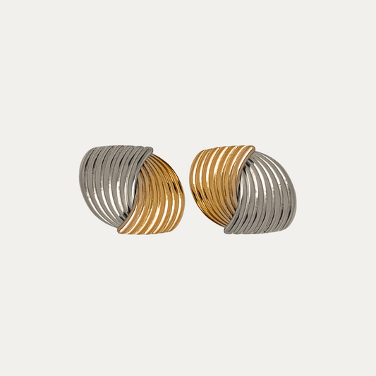 Chunky Love Knot Dual-Tone Stud Earrings