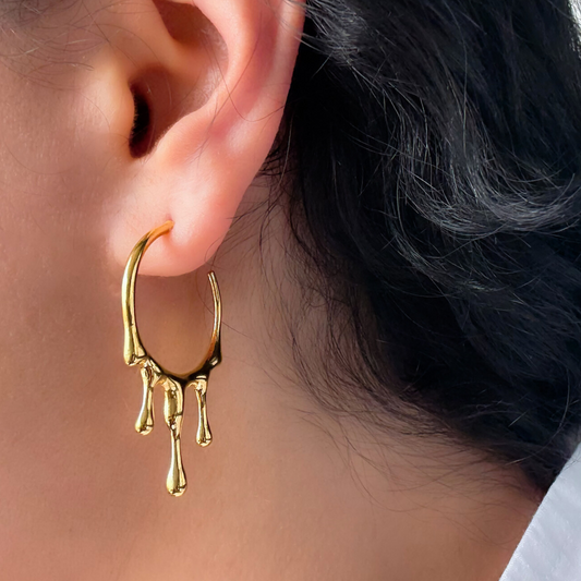 Gold Drip C-Shape Earrings