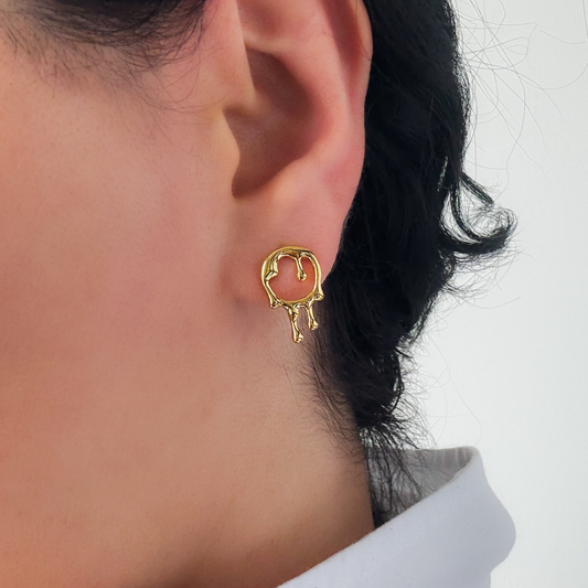 Dainty Drip Gold Stud Earrings