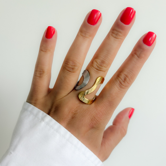 DUAL-TONE THICK WAVE RING
