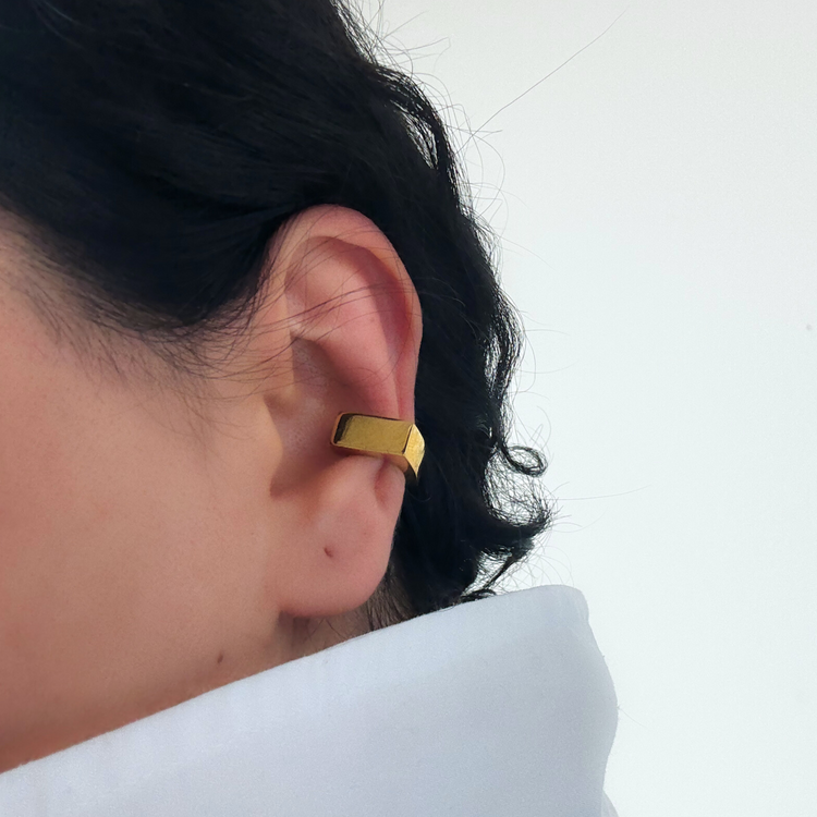 Square Chunky Gold Ear Cuff