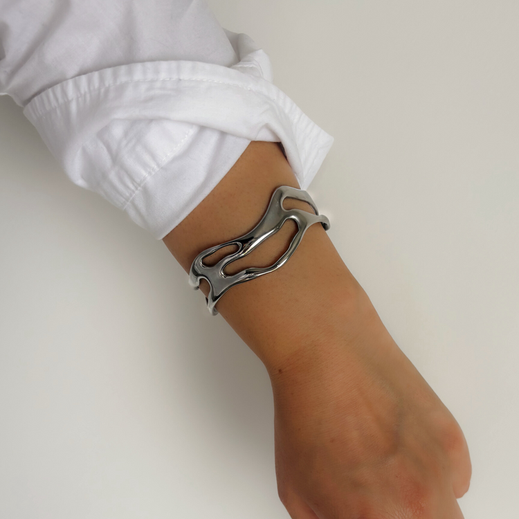 Silver Wave Cuff Bracelet