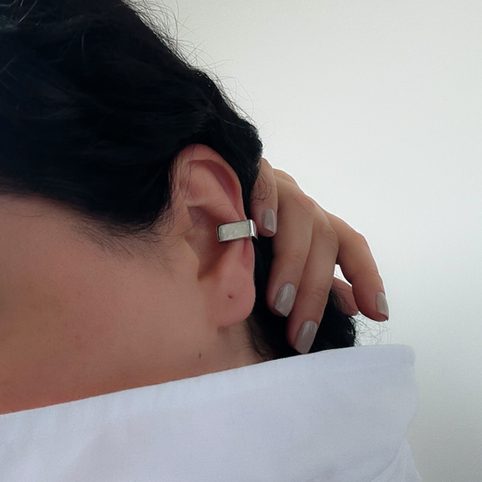 Silver Square Ear Cuff