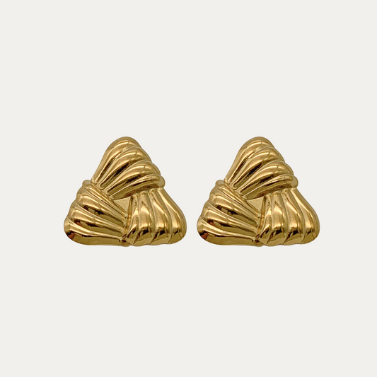 Gold Triangle Chunky Stud Earrings