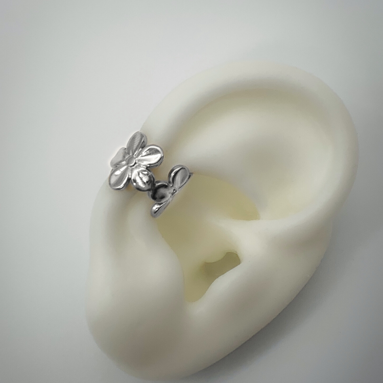 Silver Flower Ear Cuff
