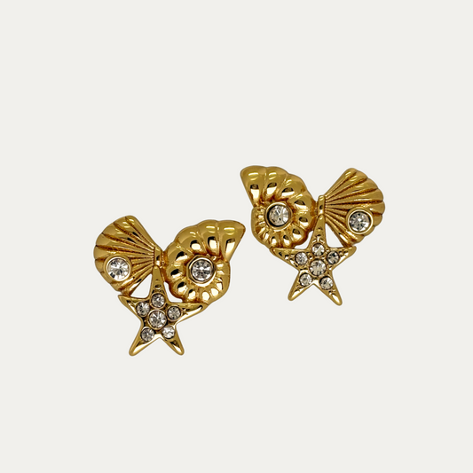 Chunky Gold Seashell Stud Earrings
