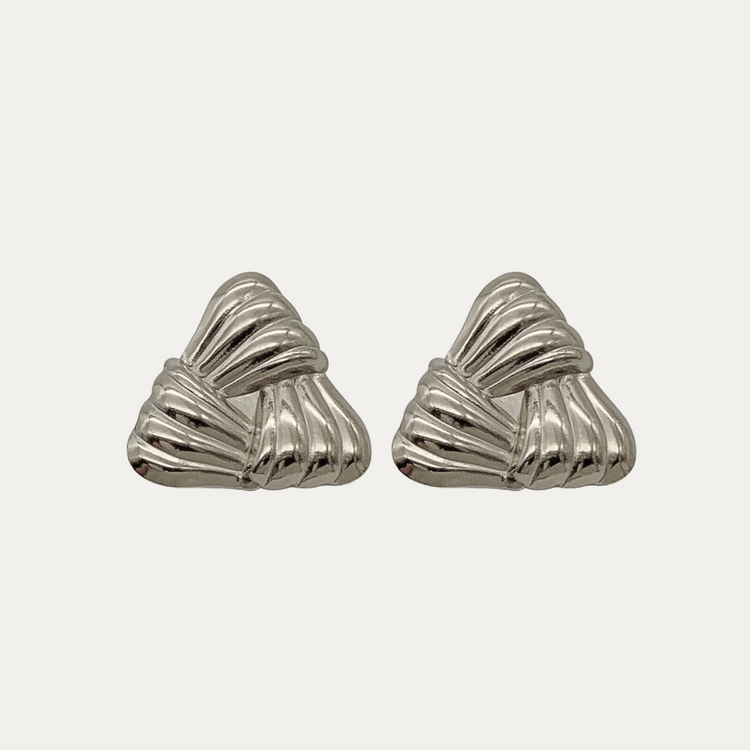 Silver Triangle Chunky Stud Earrings