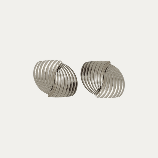 Chunky Love Knot Silver Stud Earrings
