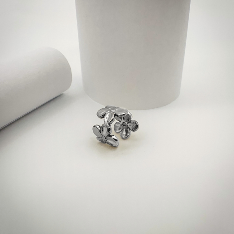 Silver Flower Ear Cuff