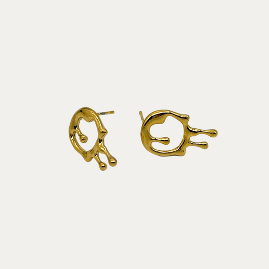 Dainty Drip Gold Stud Earrings