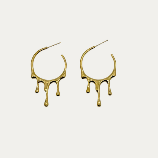 Gold Drip C-Shape Earrings