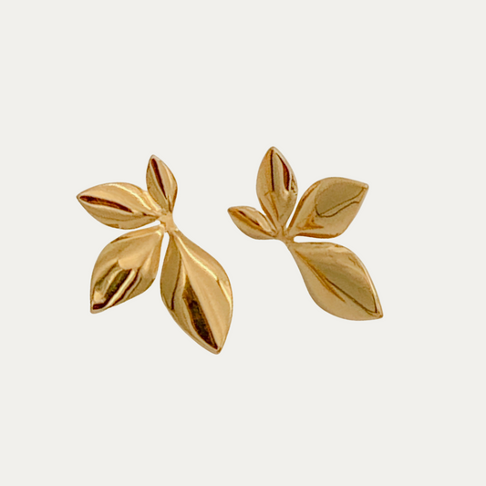 Gold Leaf Stud Earrings