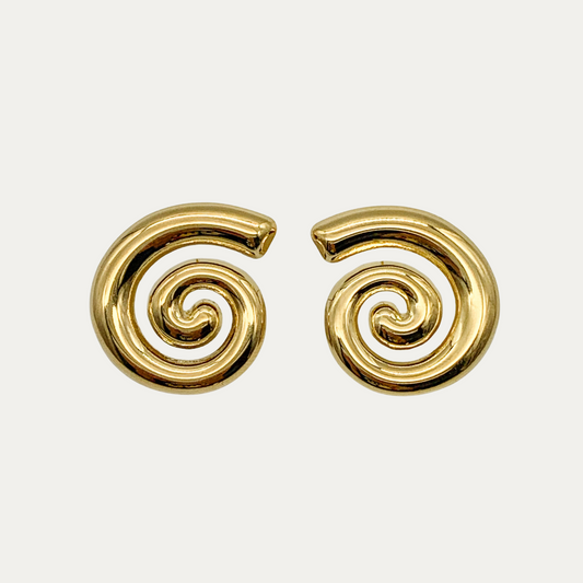 Chunky Gold Spiral Stud Earrings