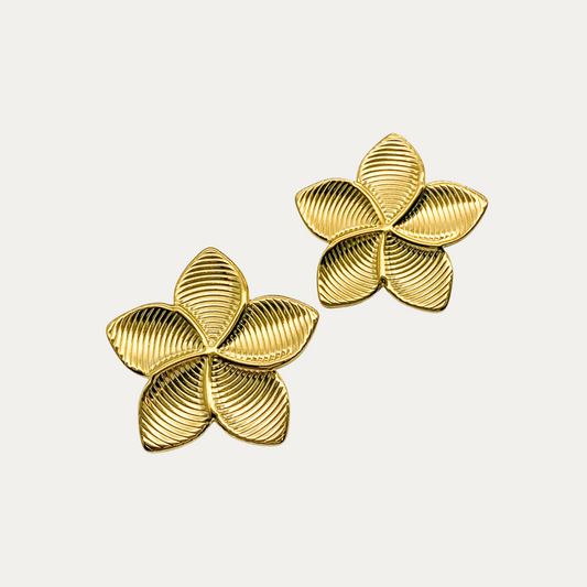 Chunky Gold Flower Stud Earrings