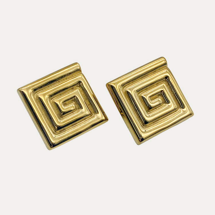 Greek Key Meander Stud Earrings