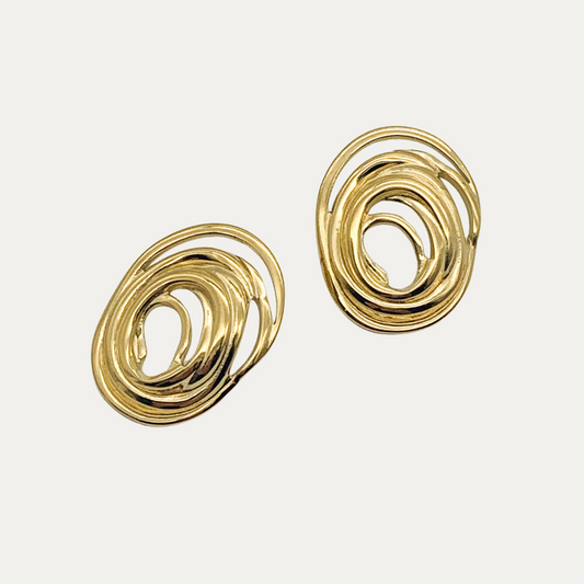 Chunky Spiral Gold Stud Earrings