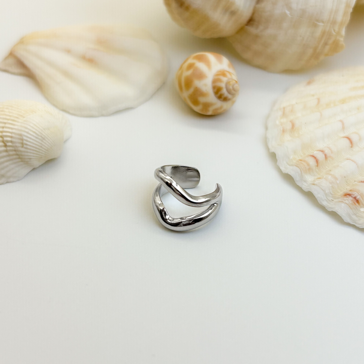 Silver Wave Ear Cuff
