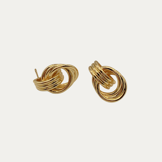 Gold Door-Knocker Stud Earrings