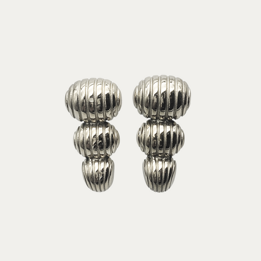 Chunky Silver Drop Stud Earrings