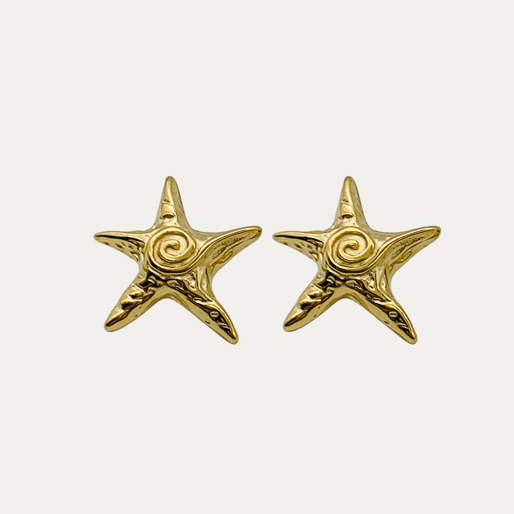 Chunky Gold Starfish Stud Earrings