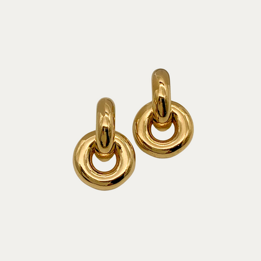 Gold Door-Knocker Chunky Stud Earrings
