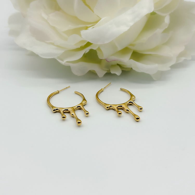 Gold Drip C-Shape Earrings