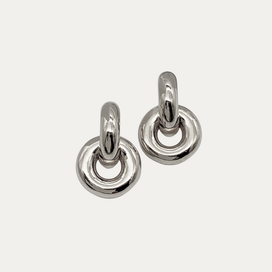 Silver Door Knocker Stud Earrings