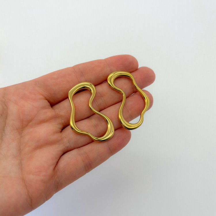 Big Gold Wave Stud Earrings