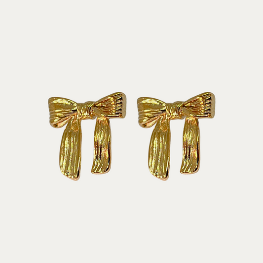 Chunky Gold Bow Stud Earrings
