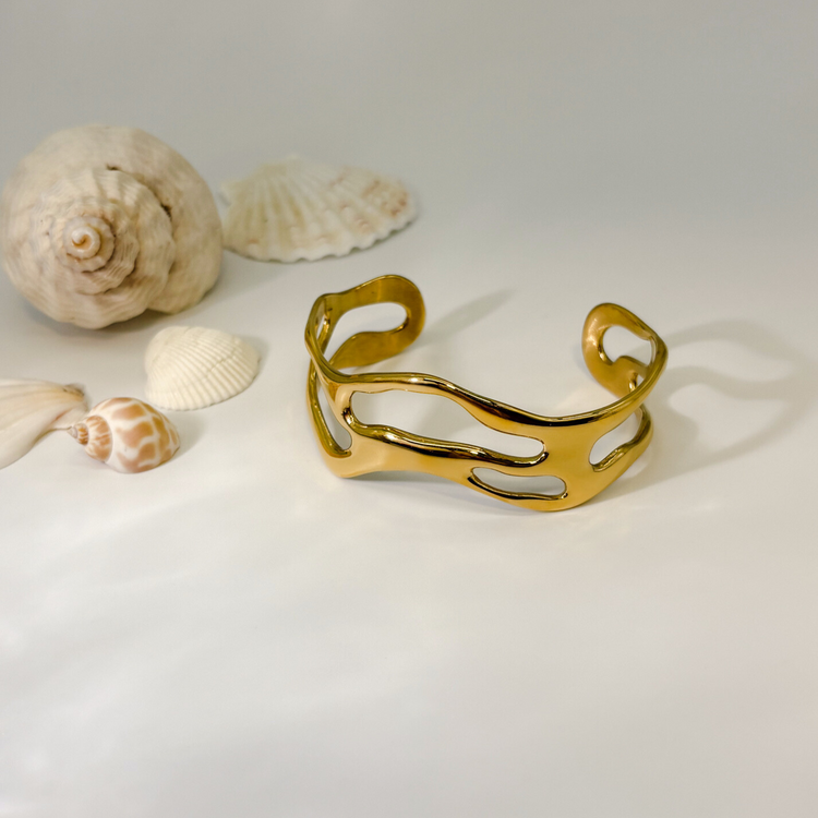 Gold Wave Cuff Bracelet