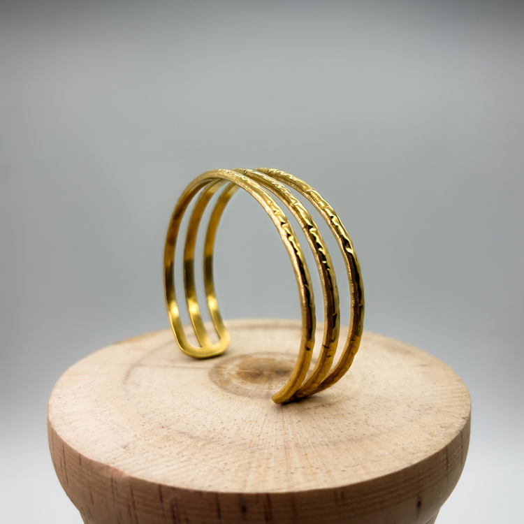 Multi-Strand  hammered gold cuff bracelet