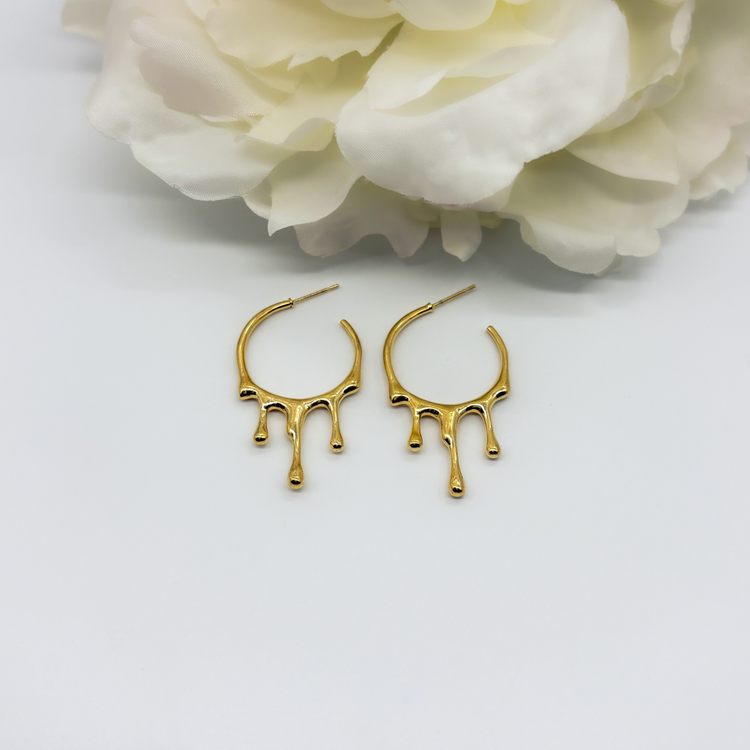 Gold Drip C-Shape Earrings