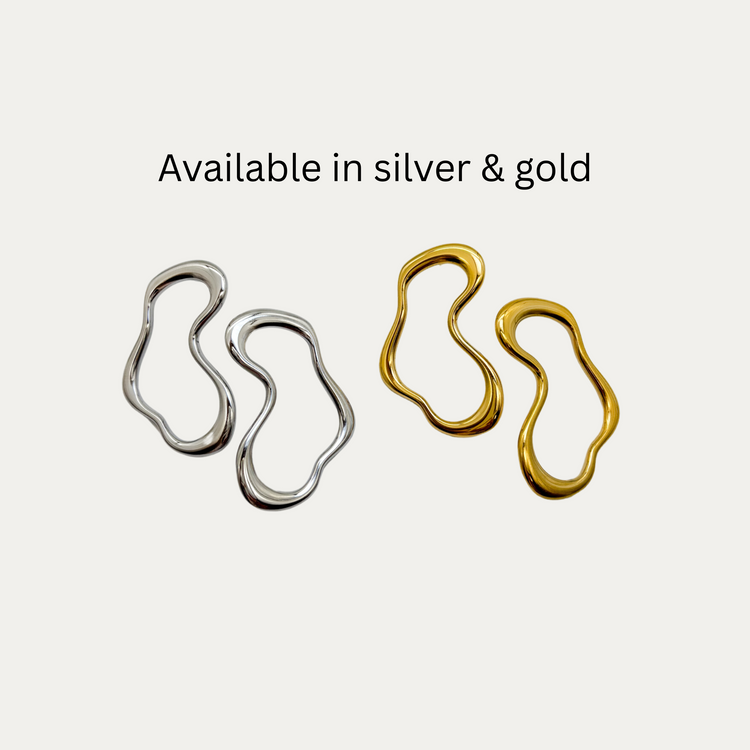 Big Gold Wave Stud Earrings