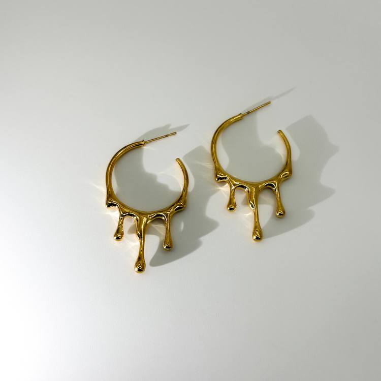 Gold Drip C-Shape Earrings
