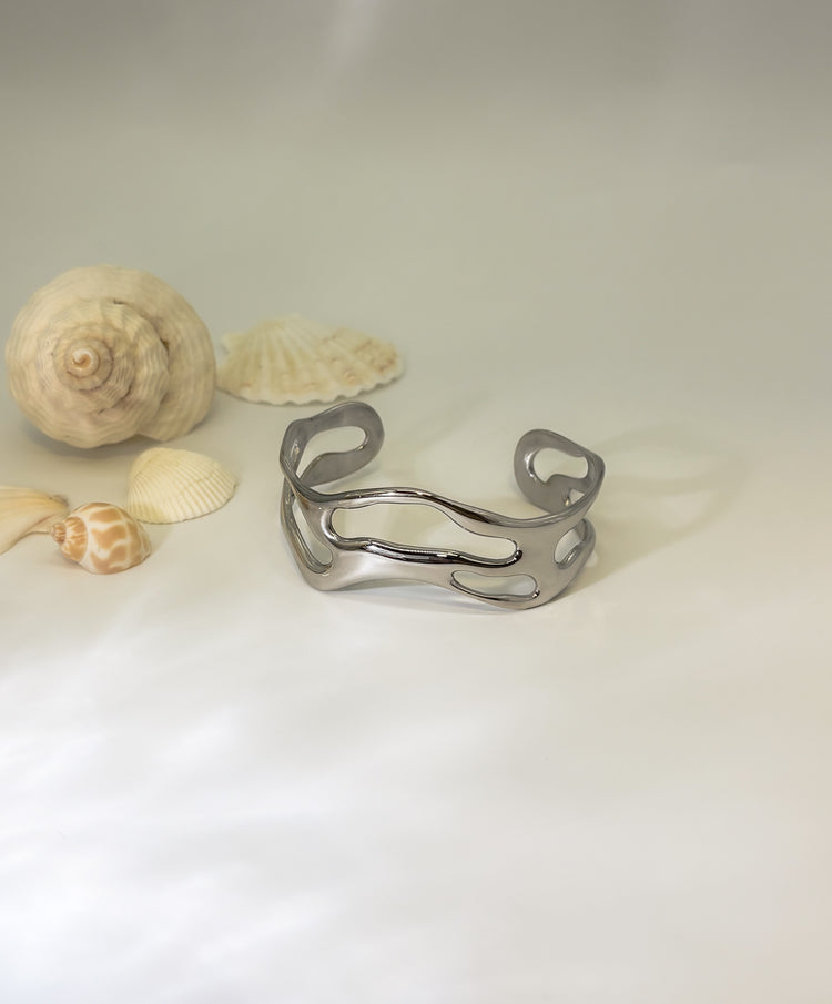 Silver Wave Cuff Bracelet