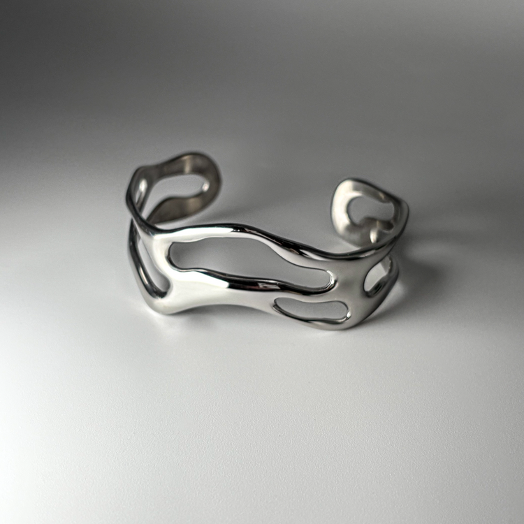 Silver Wave Cuff Bracelet