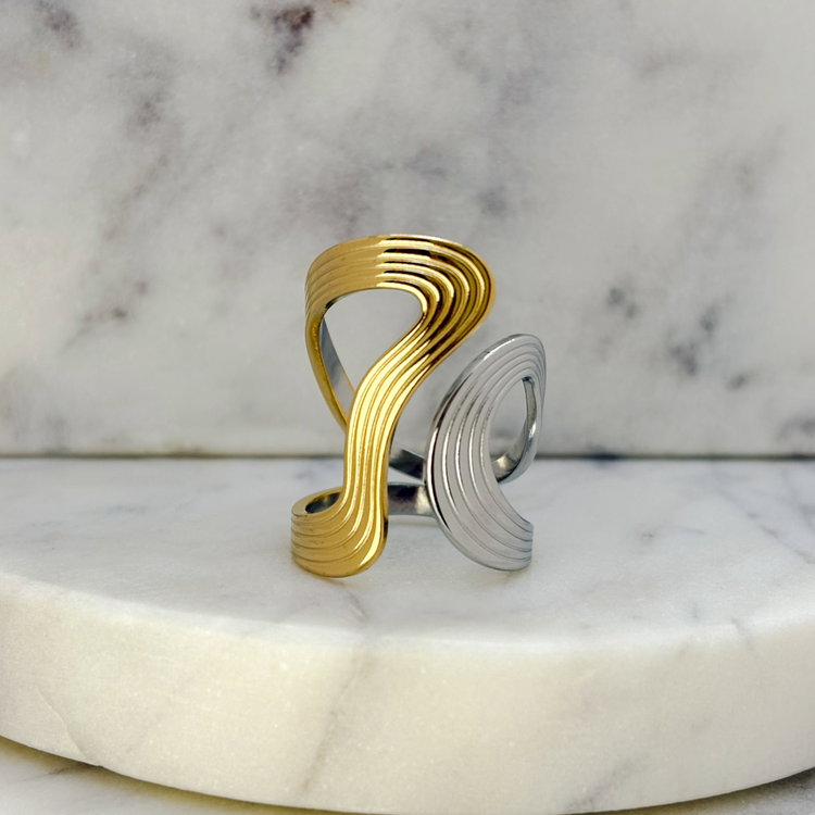 DUAL-TONE THICK WAVE RING