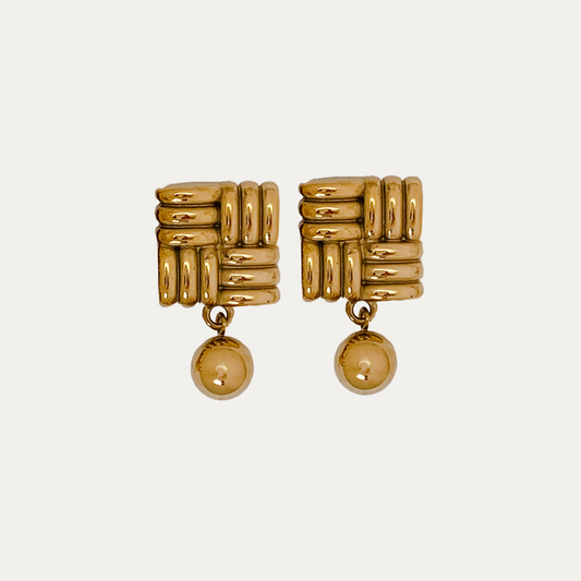 Chunky Square Gold Stud Earrings