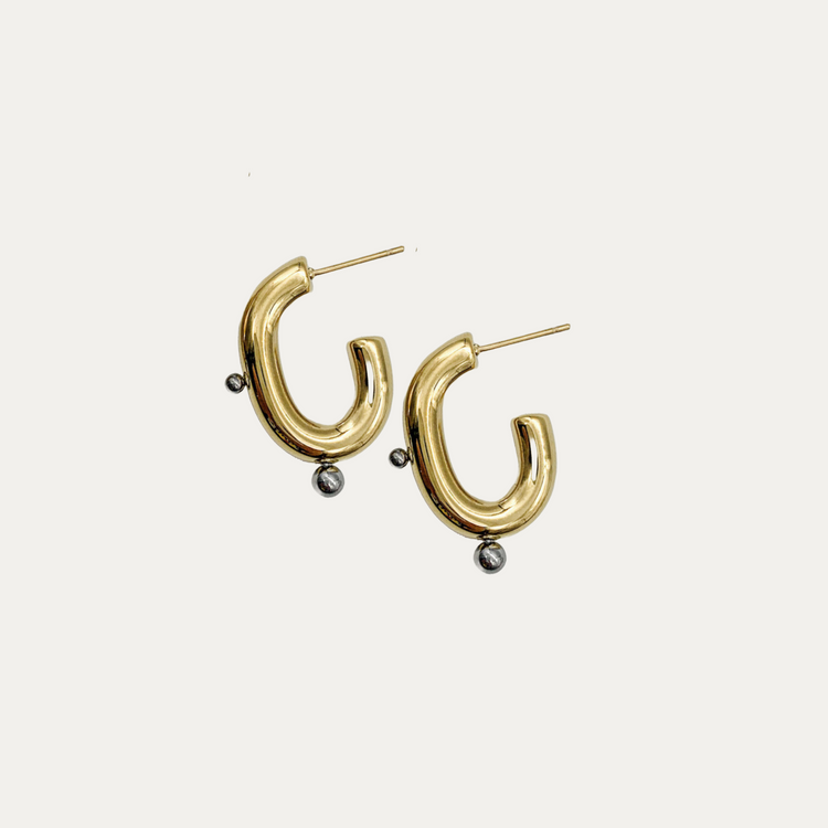 Dual-Tone C-Shape Earrings