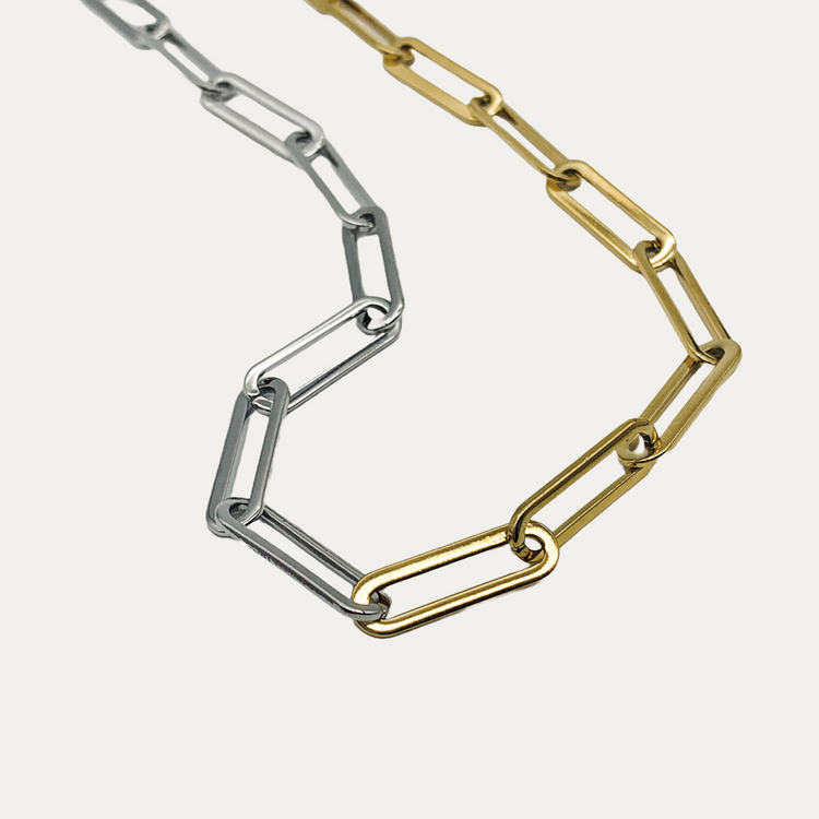 Dual-Tone Paper clip Chain Necklace