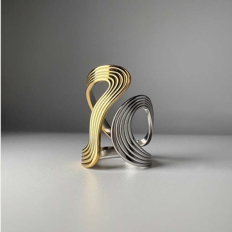 DUAL-TONE THICK WAVE RING
