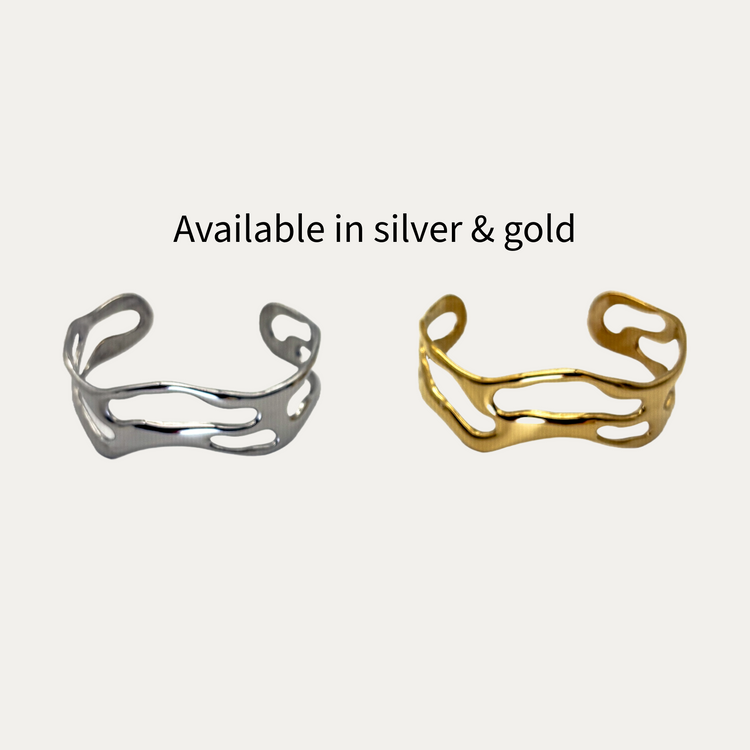 Silver Wave Cuff Bracelet