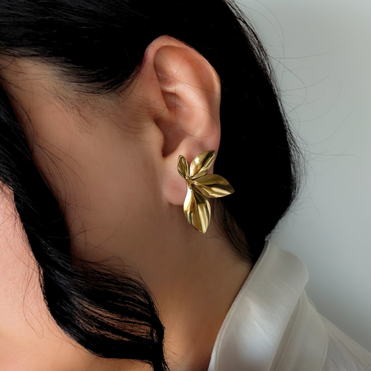 Gold Leaf Stud Earrings