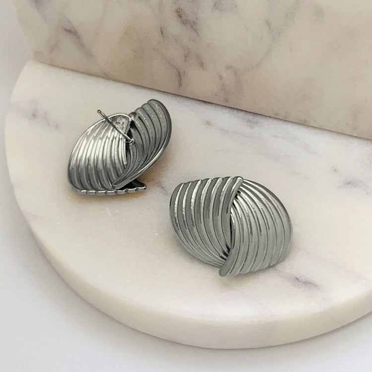 Chunky Love Knot Silver Stud Earrings