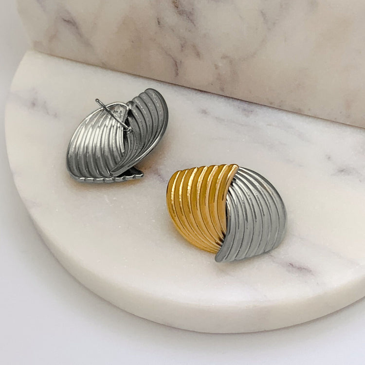 Chunky Love Knot Dual-Tone Stud Earrings