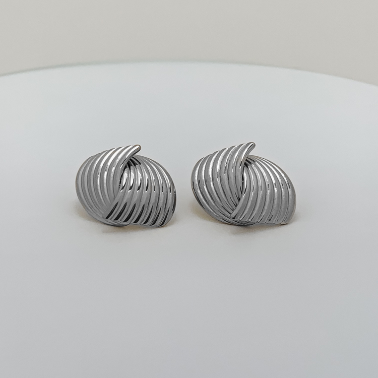 Chunky Love Knot Silver Stud Earrings