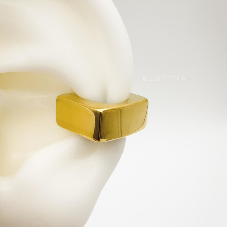 Square Chunky Gold Ear Cuff