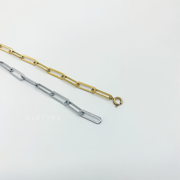 Dual-Tone Paper clip Chain Necklace